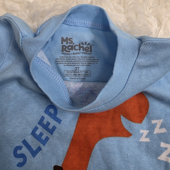 Ms. Rachel "Sleepy-Saurus" Toddler Pajama Set - Size 3T - Blue Dinosaur - NEW - Picture 4 of 4